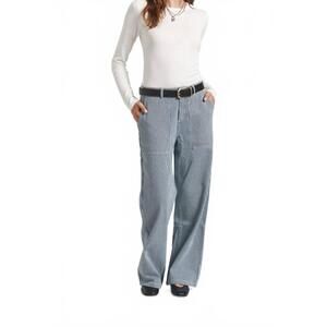 NEW BRIXTON jane utility wide leg pants in off white/mood indigo